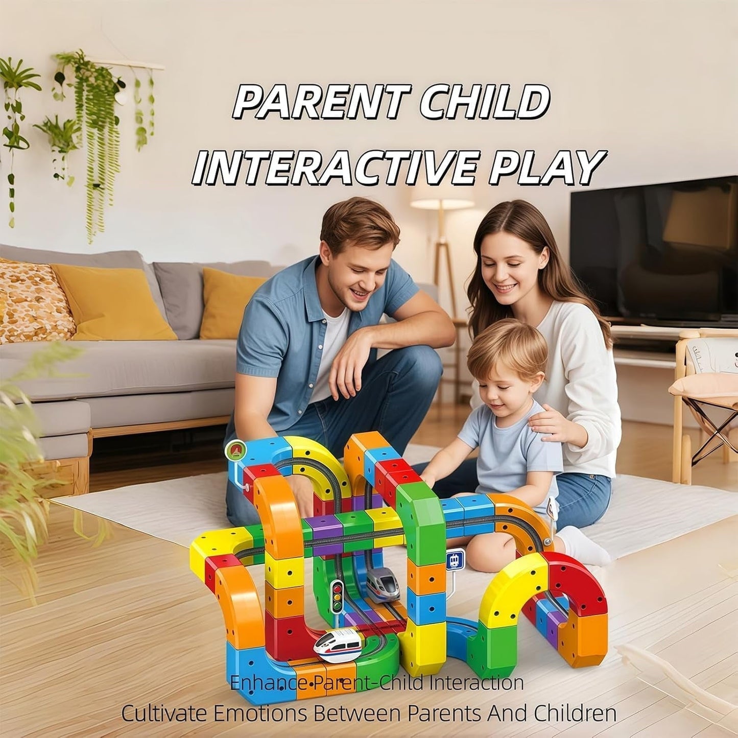 Magnetic Track Car Toys, Flexible Car Track Magnetic Train Set, DIY Race Car Track Building Kits with Train and Traffic Signs, for 4-8 Year Old Boy Toys Boys Girls Birthday Party Gifts (81PCS)