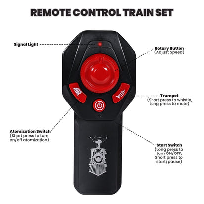 Train Set with Remote Control, AUOSHI Electric Train Track W/Cargo Vehicle, Light & Sounds, Plastic Steam Locomotive Engine Train Toy Educational Gift for 5 6 7 8+ Years Old Boys Girls