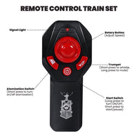 Train Set with Remote Control, AUOSHI Electric Train Track W/Cargo Vehicle, Light & Sounds, Plastic Steam Locomotive Engine Train Toy Educational Gift for 5 6 7 8+ Years Old Boys Girls