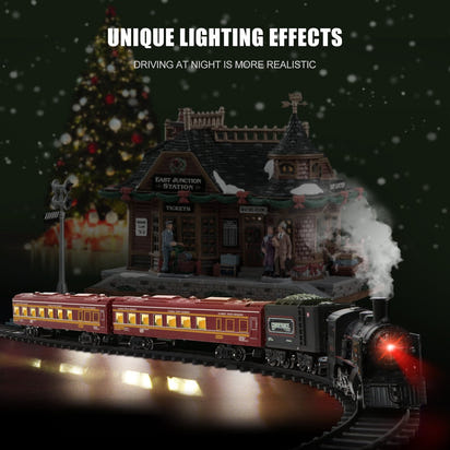 Beefunni Christmas Train Set, Boys Battery Operated Metal Alloy Electric Train Toys with Smoke, Sounds & Lights, Christmas Gifts for 3-12 Years Old Kids