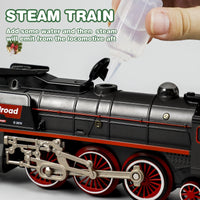 PayUSD Train Set Electric Train Toys Set for Boys Under Christmas Tree with Sounds Light Rechargeable Steam Cargo Cars Tracks for Kids Toy Indoor Toddlers Xmas Gift