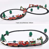 Christmas Train Set with Lights and Sounds,Holiday Train Around Christmas Tree with 260CM of Large Tracks Portable Box Packaging