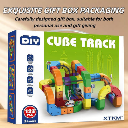 Magnetic Track Car Toys, Flexible Car Track Magnetic Train Set, DIY Race Car Track Building Kits with Train and Traffic Signs, for 4-8 Year Old Boy Toys Boys Girls Birthday Party Gifts (81PCS)