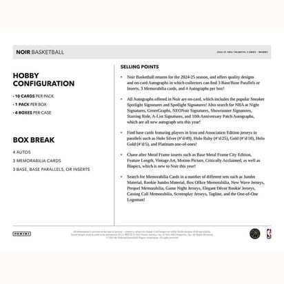 2024/25 Panini Noir Basketball NBA Hobby Box