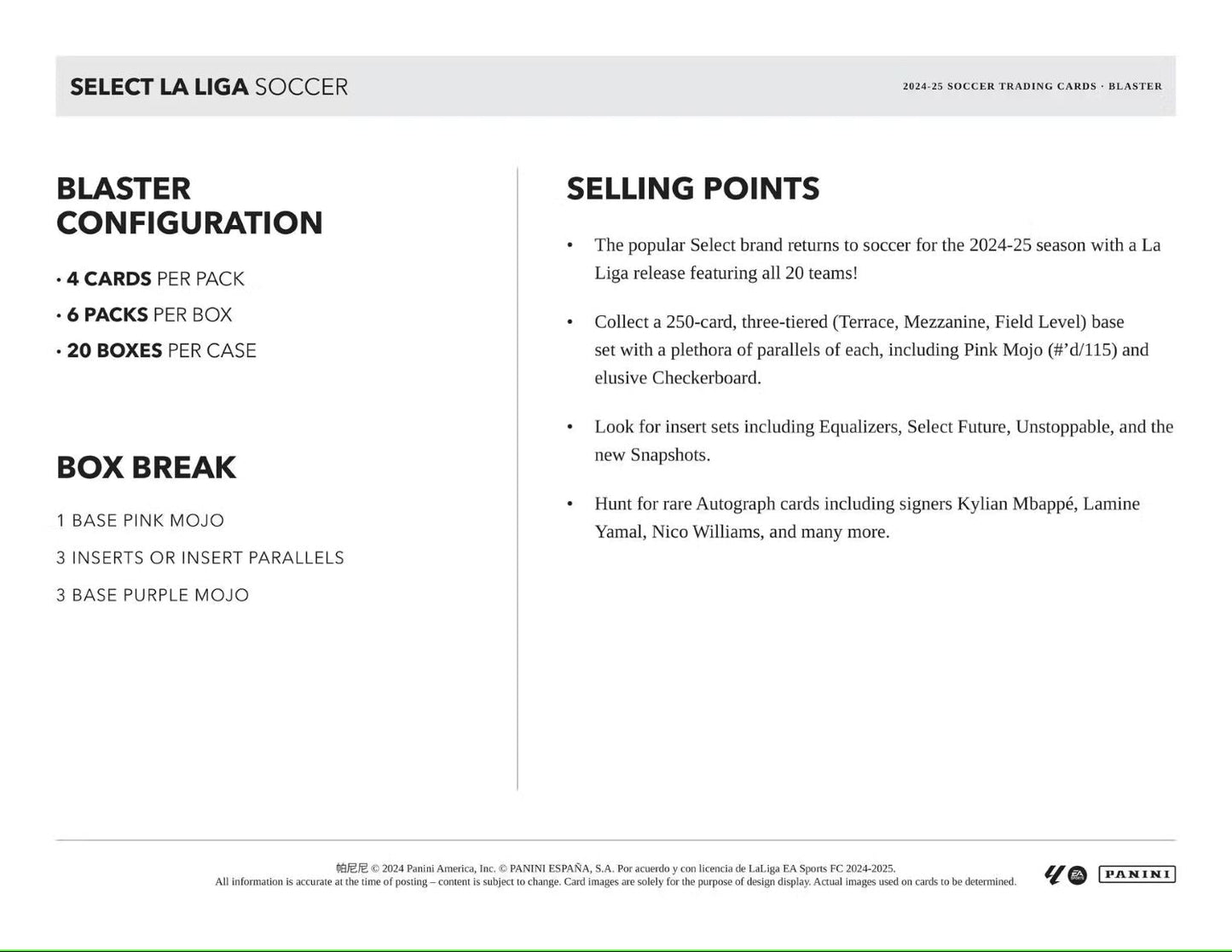 2024/25 Panini Select La Liga Soccer (Fußball) Blaster Box