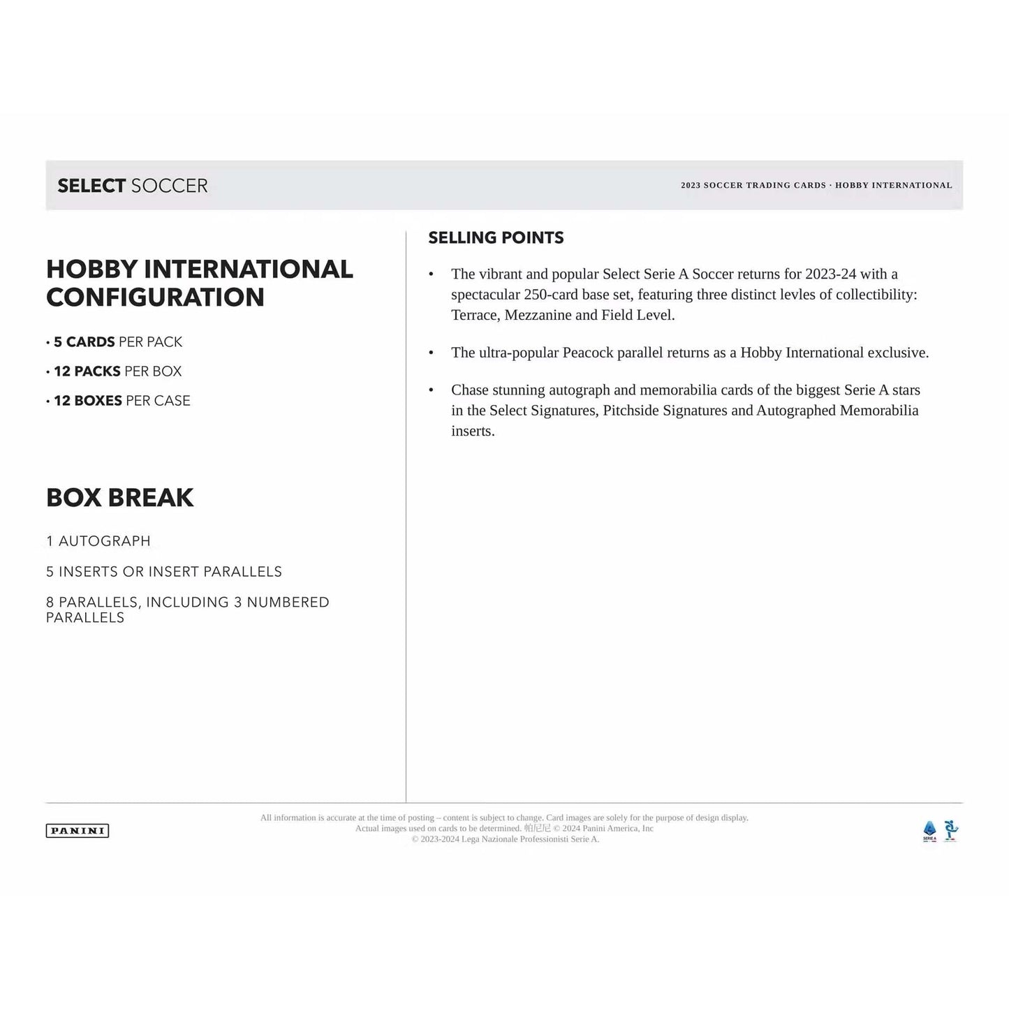2023/24 Panini Select Serie A Soccer (Fußball) International Hobby Box