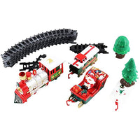 Christmas Train Set with Lights and Sounds,Holiday Train Around Christmas Tree with 260CM of Large Tracks Portable Box Packaging