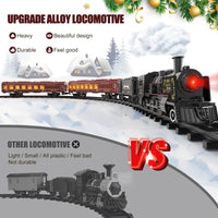 Beefunni Christmas Train Set, Boys Battery Operated Metal Alloy Electric Train Toys with Smoke, Sounds & Lights, Christmas Gifts for 3-12 Years Old Kids
