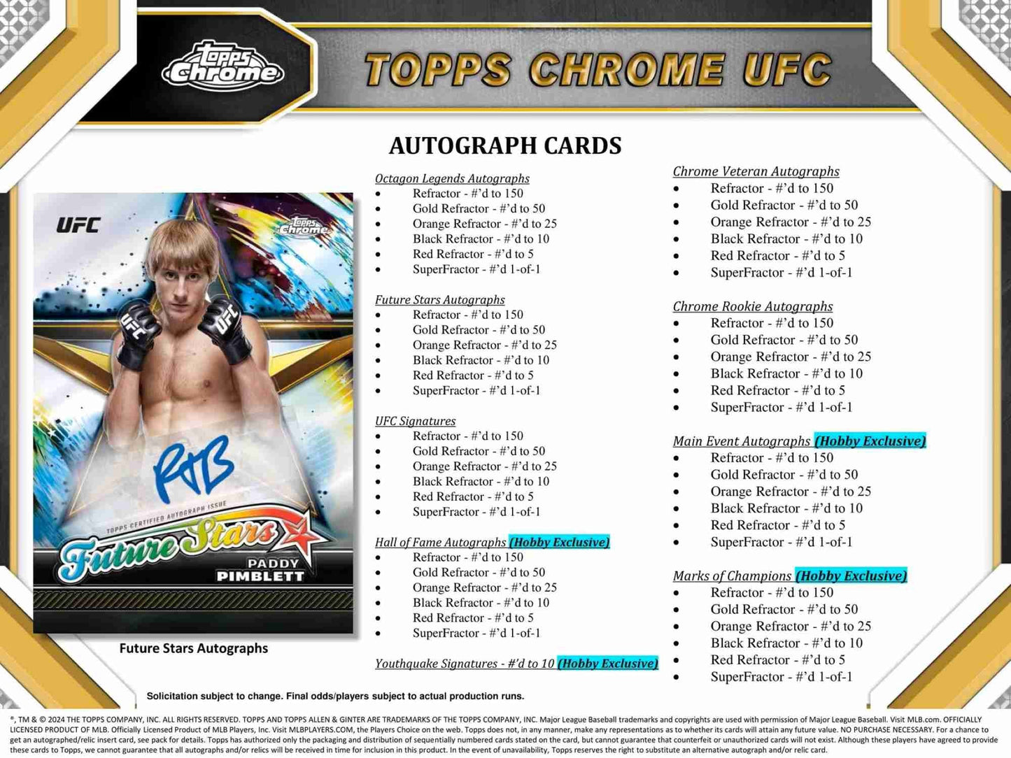2024 Topps Chrome UFC Hobby Box
