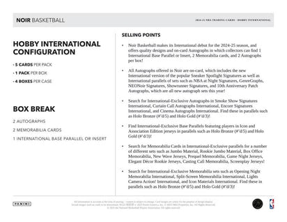 2024/25 Panini Noir Basketball International NBA Hobby Box