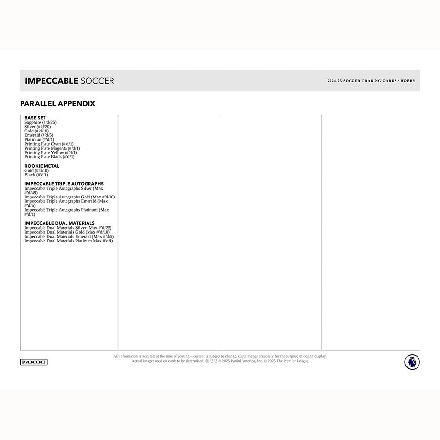 2024/25 Panini Impeccable Premier League Soccer (Fußball) EPL Hobby Box